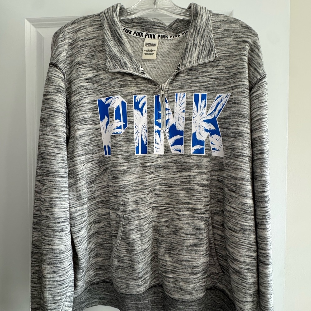 Victoria's Secret PINK Gray Hoodie with Floral Font Size M